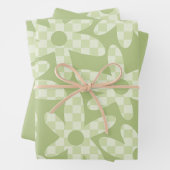 Daisy Check Sage Green Retro Modern Pattern Geschenkpapier Set (Beispiel)
