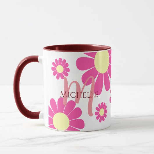 Daisy Cherry Monogram Tasse (Links)