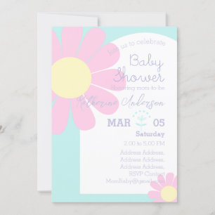 Daisy Chic Baby Shower Pastel Blue Einladung
