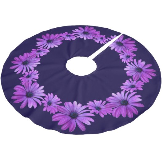 Daisy Christmas Tree Blue Daisy Blume Tree Skirt Polyester Weihnachtsbaumdecke (Schrägansicht)