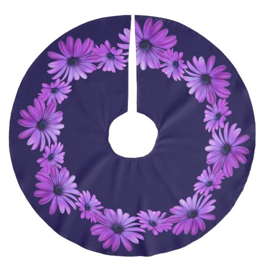 Daisy Christmas Tree Blue Daisy Blume Tree Skirt Polyester Weihnachtsbaumdecke (Vorderseite)