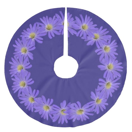 Daisy Christmas Tree Lila Daisy Tree Skirt Polyester Weihnachtsbaumdecke (Vorderseite)