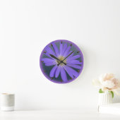 Daisy Clock Lila Daisis Blue Blume Wall Clock Runde Wanduhr (Zuhause)