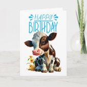 Daisy Cow Birthday Boy Blue Karte (Vorderseite)