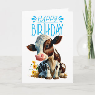 Daisy Cow Birthday Boy Blue Karte