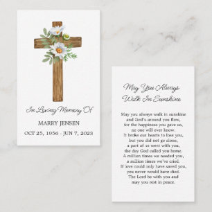 Daisy Cross Gedenk Funeral Gebetskarte Visitenkarte