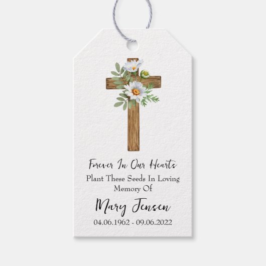 Daisy Cross Memorial Funeral Seed Packet Geschenkanhänger (Vorderseite)
