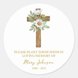 Daisy Cross Memorial Funeral Seed Packet Runder Aufkleber