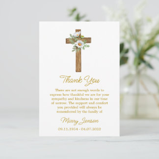 Daisy Cross Sympathy Thank You Card Dankeskarte