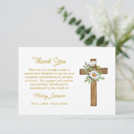 Daisy Cross Sympathy Thank You Card Dankeskarte
