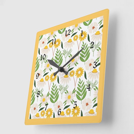 Daisy-daisy, beliebtes Muster Quadratische Wanduhr (Winkel)