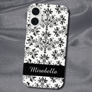 Daisy Damask Black and White iPhone Case