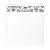 Daisy Damask Floral Etching im Schwarzen Editor Notizblock (Vorderseite)