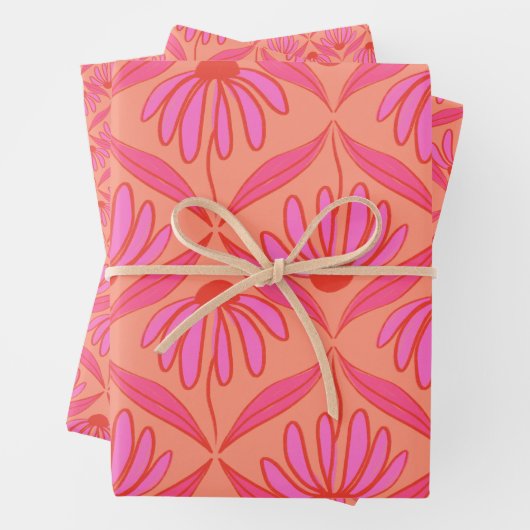 Daisy Damask Pattern - Rosa und Orange Geschenkpapier Set (Beispiel)