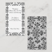 Daisy Damask Schwarz-weiße benutzerdefinierte Empf Begleitkarte (Vorne/Hinten)
