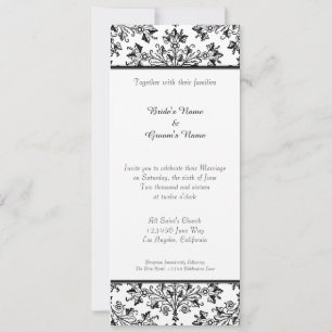 Daisy Damask Schwarz-weiße Einladung zum Hochzeits