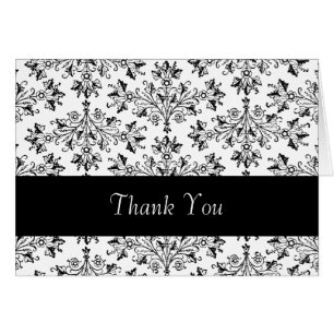 Daisy Damask Vintage Floral Thank You Card