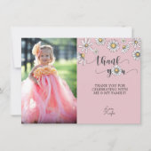 Daisy danke Ihnen Foto Card - Rosa Einladung (Vorderseite)