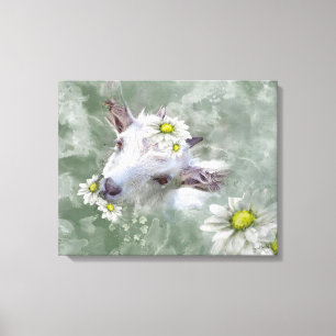 Daisy das Baby Goat Watercolor Portrait Leinwanddruck