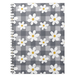 Daisy Days Notebook - Black Gingham Notizblock