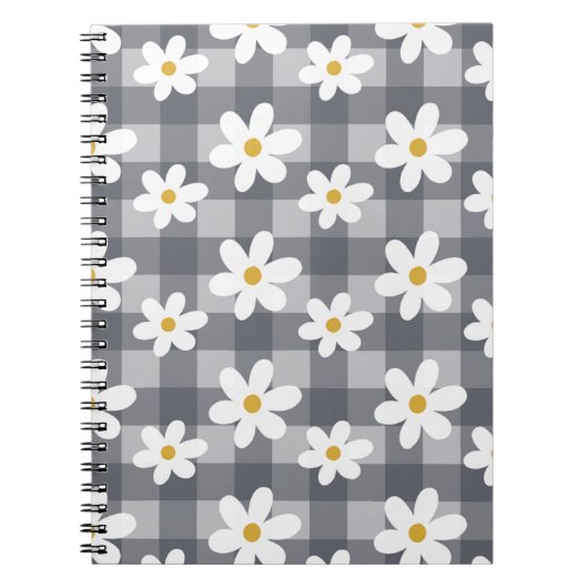 Daisy Days Notebook - Black Gingham Notizblock (Vorderseite)