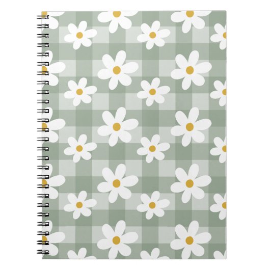 Daisy Days Notebook - Green Gingham Notizblock (Vorderseite)