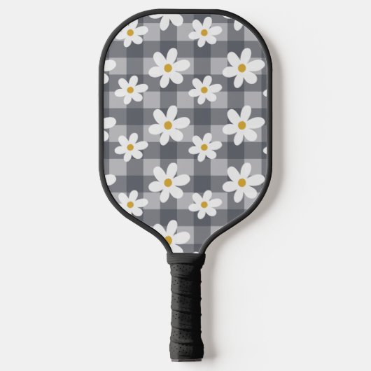 Daisy Days Pickelball Paddle - Black Gingham (Vorderseite)