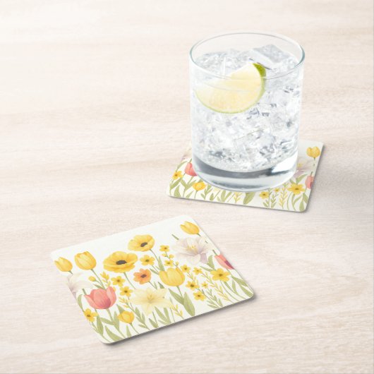 Daisy Daze Rechteckiger Pappuntersetzer (Vor Ort)