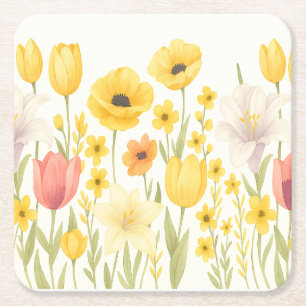 Daisy Daze Rechteckiger Pappuntersetzer