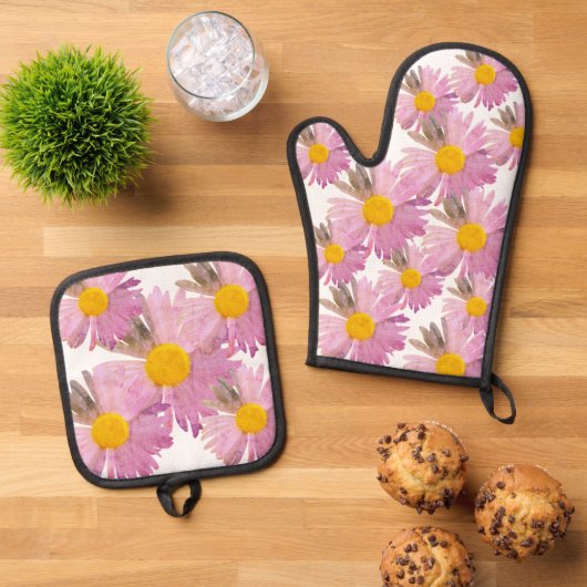 Daisy Delight Oven Mitt & Pot Holder Set Krawatte- (Oben Unten)