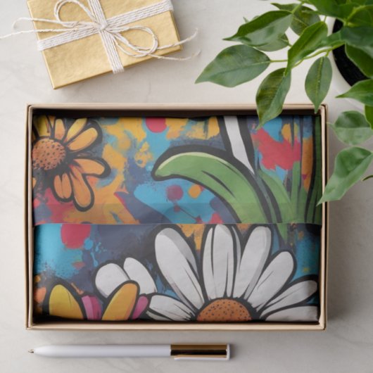 Daisy Delight Pop Art Blossoms decoupage Seidenpapier (Geschenk)