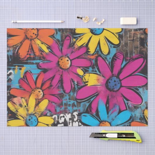 Daisy Delight Pop Art Blossoms decoupage Seidenpapier (Handwerk)