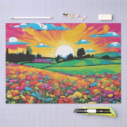 Daisy Delight Pop Art Blossoms decoupage Seidenpapier (Handwerk)