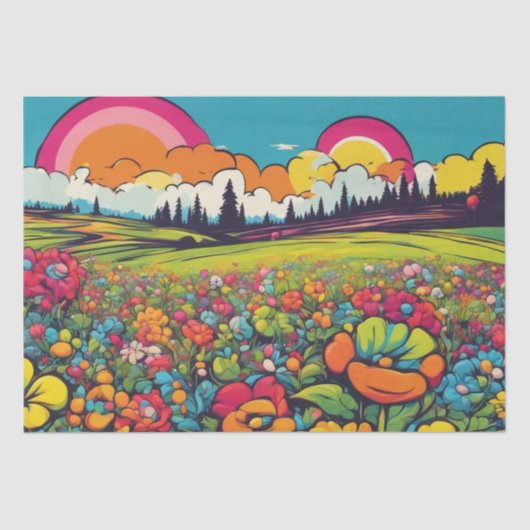 Daisy Delight Pop Art Blossoms decoupage Seidenpapier (Vorderseite)