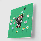 Daisy die Kuh Quadratische Wanduhr (Winkel)