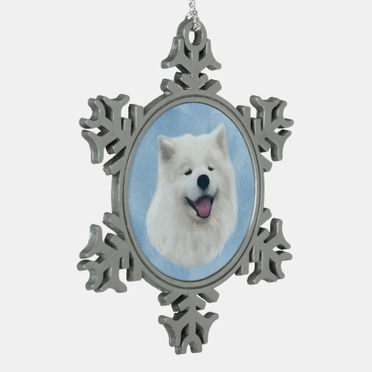 Daisy die samoyed schneeflocken Zinn-Ornament (Links)