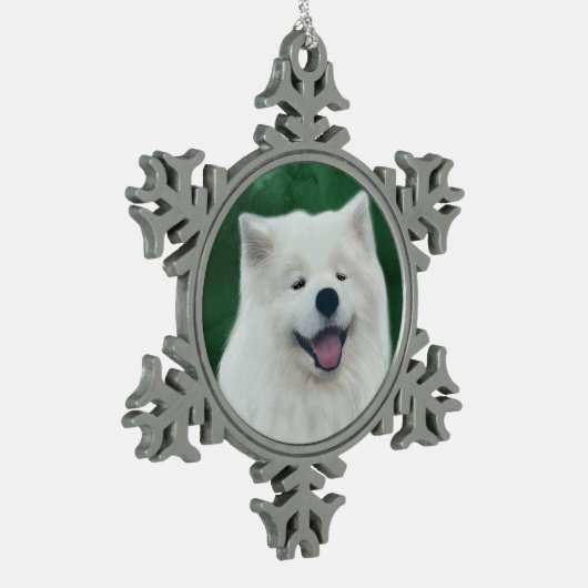Daisy die samoyed schneeflocken Zinn-Ornament (Links)