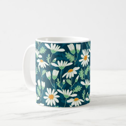 Daisy Ditsy Chamomile Romantische Print Kaffeetasse (Vorderseite Links)