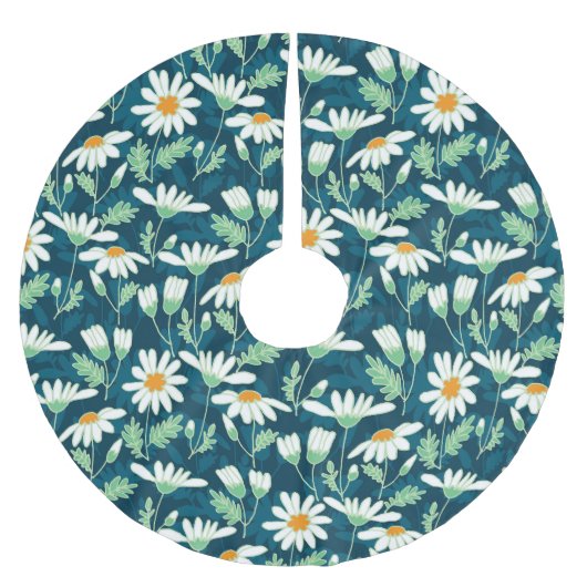 Daisy Ditsy Chamomile Romantische Print Polyester Weihnachtsbaumdecke (Vorderseite)