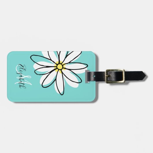 Daisy Doodle Blume Personalisiert Monogramm Luggag Gepäckanhänger (Vorderseite horizontal)