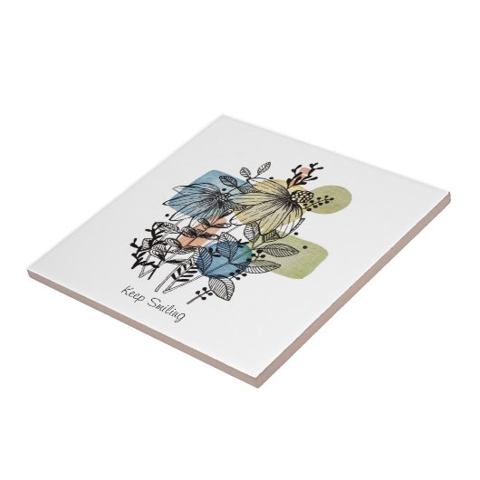 Daisy Doodle in Tinte und Aquarelltafel Fliese (Seite)