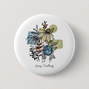 Daisy Doodle in Tinte und Wasserfarbe Button