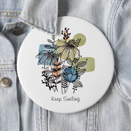 Daisy Doodle in Tinte und Wasserfarbe Button (Beispiel)