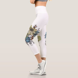 Daisy Doodle in Tinte und Wasserfarbe Capri Leggings