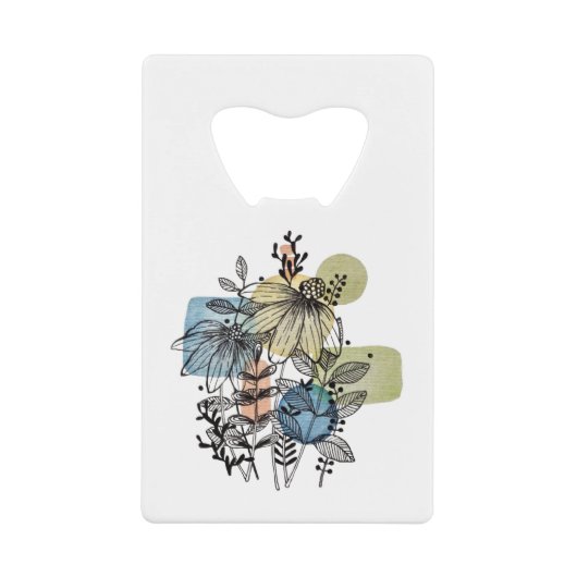 Daisy Doodle in Tinte und Wasserfarbe Geldbeutel Flaschenöffner (Vorderseite)