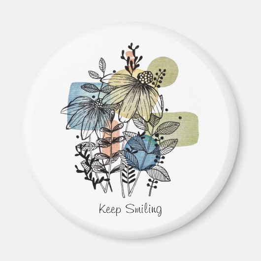 Daisy Doodle in Tinte und Wasserfarbe Magnet (Vorne)