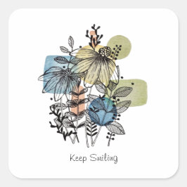 Daisy Doodle in Tinte und Wasserfarbe Quadratischer Aufkleber