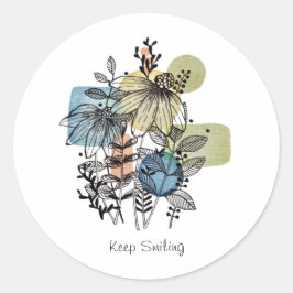 Daisy Doodle in Tinte und Wasserfarbe Runder Aufkleber