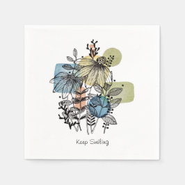 Daisy Doodle in Tinte und Wasserfarbe Serviette