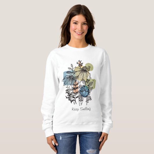 Daisy Doodle in Tinte und Wasserfarbe Sweatshirt (Vorne ganz)